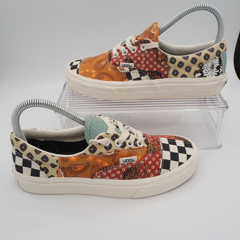 Vans Era Tiger Patchwork Women 6.5 Low Top Multi Color Mixed Print Skate Shoes - Picture 10 of 12